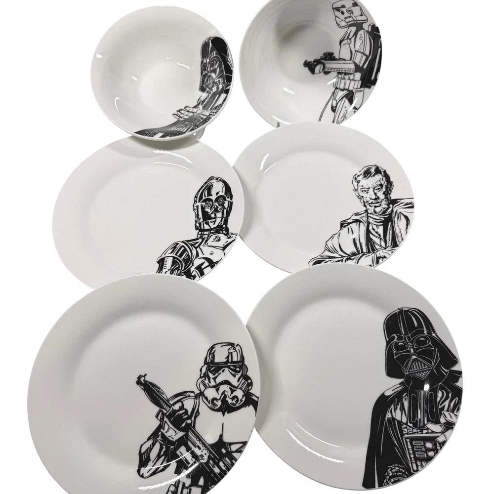 STAR WARS Zak Designs 6pc Plate Bowl Set Darth Vader Stormtrooper C-3PO Obi-Wan